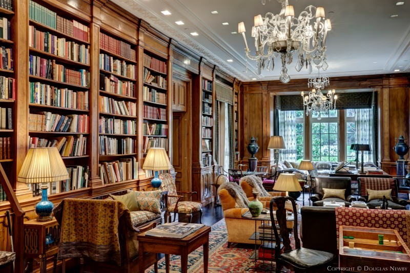 Library in the Crespi Hicks Estate Home For Sale